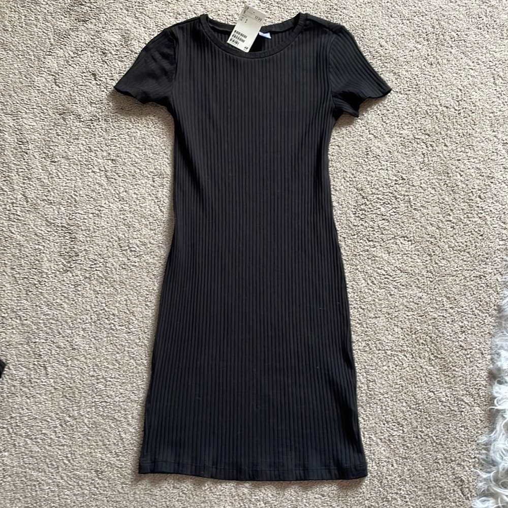 Tags Still On - H&M Black-Ribbed Bodycon Mini-Dress